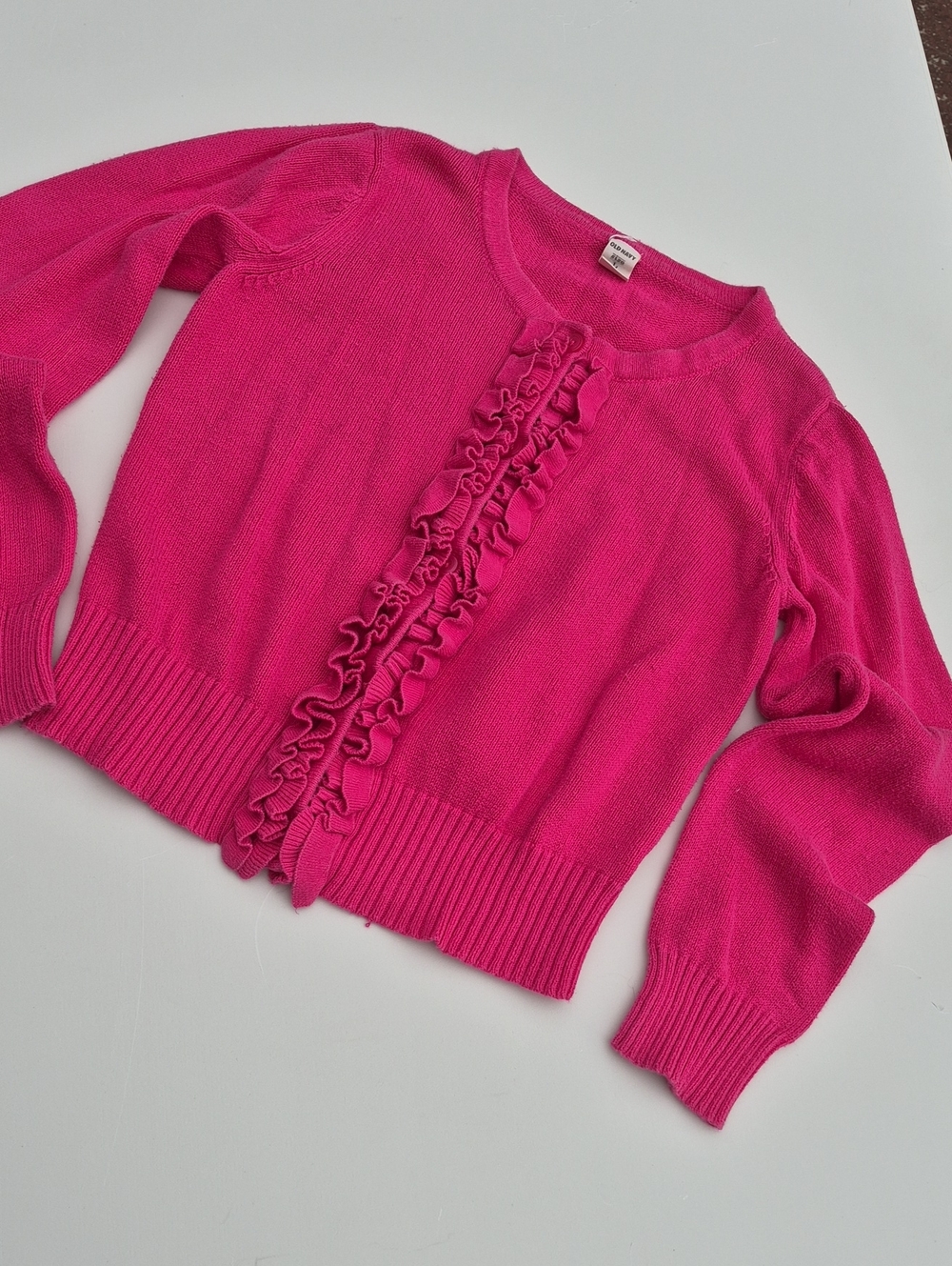 Old Navy Girls Hot Pink Ruffle-Front Cardigan Size L